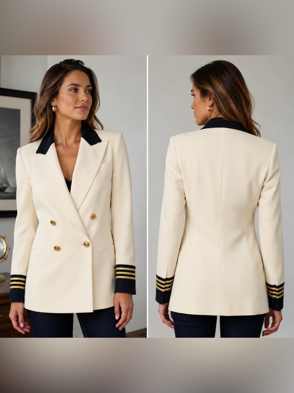 Ralph Lauren Vintage Nautical Officer Blazer Military Jacket Gold Button 70s 80s